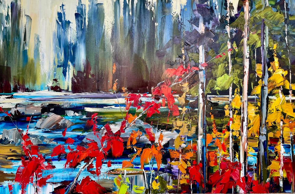 Painting titled: from the highest of the peaks to the darkness of the blues